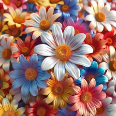 3D Flower Colored Daisy Background. Generative AI.