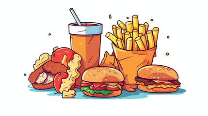 Paper kids food menu vector icon 2d flat cartoon va