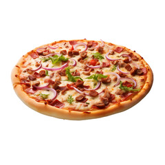 Pizza de carne com queijo e cebola roxa