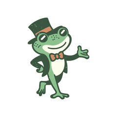 retro frog cartoon characters vector illustration template design