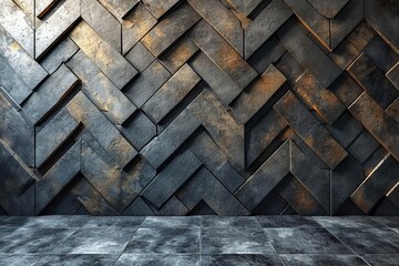 Herringbone Tiles arranged to create a Concrete wall. Semigloss, Futuristic Background