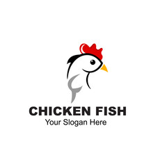 chicken fish logo design concept vector illustration