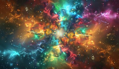 Vibrant cosmic light explosion in space