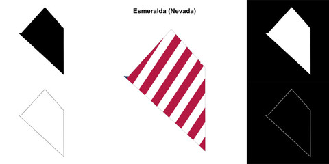 Fototapeta premium Esmeralda County (Nevada) outline map set