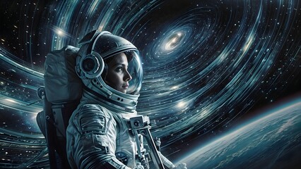 Exploring the Cosmos: Person in Space Astronomy Poster