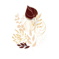 elegant brown  maroon and gold leaves bouquet