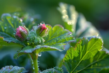 Obraz premium Fresh pink and white blossom flower buds of the Discovery Apple tree, Malus domestica, blooming in springtime