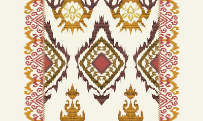 Hand draw Ikat floral paisley embroidery geometric ethnic oriental pattern traditional.Aztec style abstract vector illustration.great for textiles, banners, wallpapers, wrapping vector.