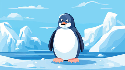 Penguin north pole animal icon isolated style 2d fl - obrazy, fototapety, plakaty