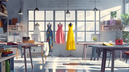 Women s fashion design studio banner for custom tailoring and clothing small business