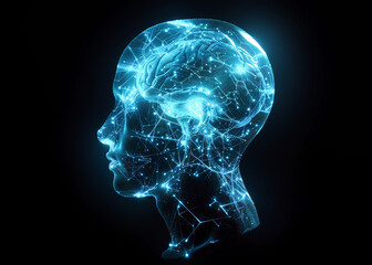 Obraz premium A human head emitting a mesmerizing glow from within, symbolizing enlightenment and inner wisdom