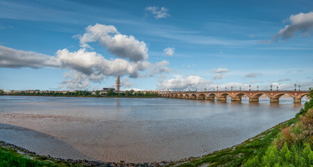 Obraz premium Bordeaux, center of the famous wine region, is a port city on the Garonne River in southwestern France. It is known for its Gothic cathedral of Saint André,
