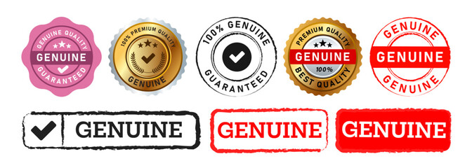 genuine rectangle circle stamp and seal badge label sticker sign guarantee quality product