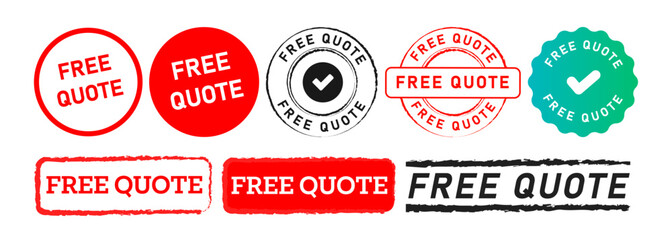 free quote circle and rectangle stamp label sticker sign for customer business marketing