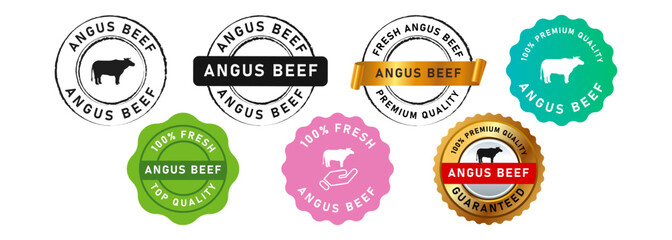 angus beef circle stamp and seal badge label sticker sign for premium quality cow