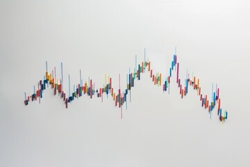  Up and down graph, symbol of stock market volatility on a white background. 