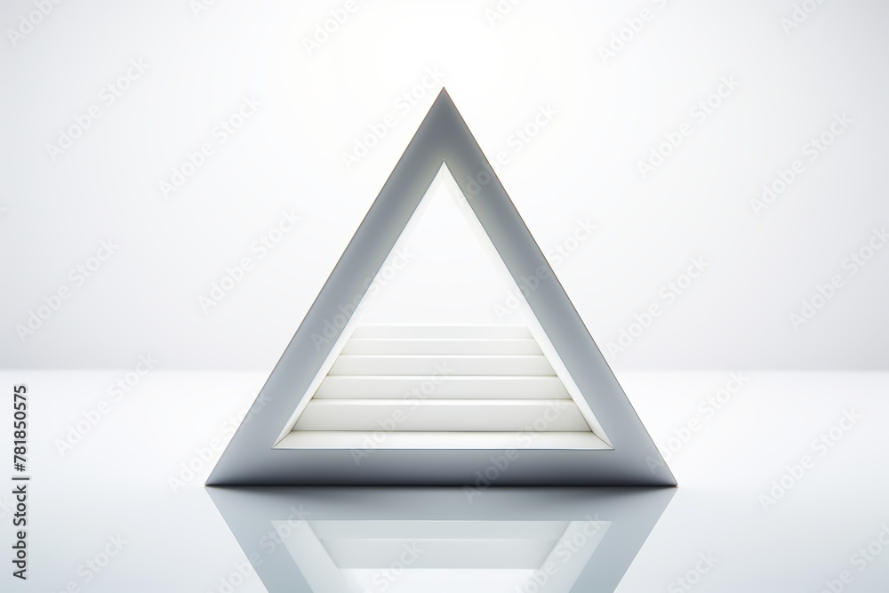 Aufkleber white triangle floating on a white background Stacked in layers Create interest 