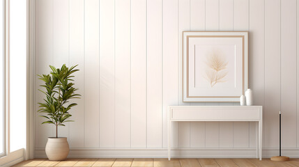 Room Mockup, Frame Mockup Background Image And Wallpaper.Interior background of room with white mockup wall