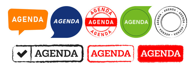 agenda rectangle circle stamp and speech bubble sign for schedule timetable