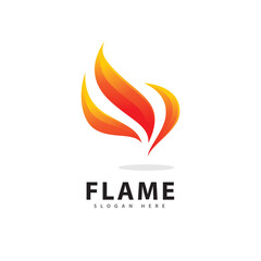 Abstract Fire Flame Logo Symbol with Gradient Color