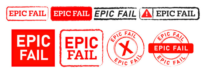 epic fail rectangle square and circle red stamp label sticker seal badge concept