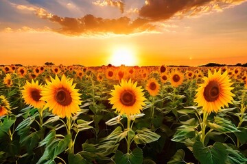 Fototapeta premium a Stunning yellow sunflowers in full bloom.