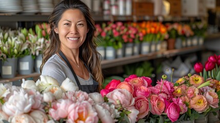 Female Florist Smiling in Flower Shop