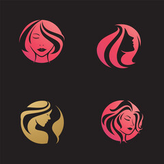 Beauty women long hair style icon