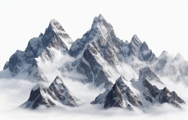 Fototapeta na wymiar Snowy mountains Isolate on white background
