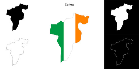 Carlow county outline map set