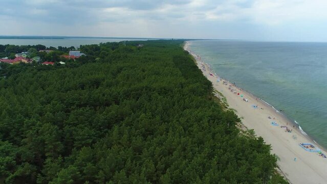 Panorama Baltic Sea Lake Jamno Lazy Morze Las Aerial View Poland