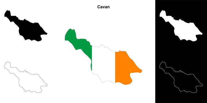 Cavan county outline map set