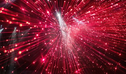 Abstract red fiber optic lights explosion background