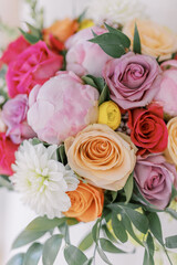 Obraz na płótnie Canvas Vibrant bridal bouquet with assorted flowers