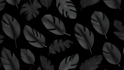 Textures of abstract black leaves for tropical leaf background - obrazy, fototapety, plakaty