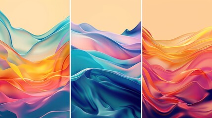 Develop a set of abstract digital artworks inspired by the fluid motion and mesmerizing patterns of...