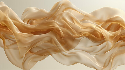 abstract composition of flowing, light brown flowing silk fabric - obrazy, fototapety, plakaty