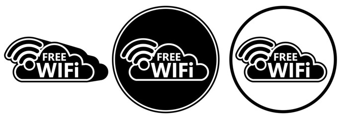 Set collections Labels free wifi sign flat design vector illustration	