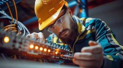 Electrician configuring server hardware in data center