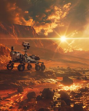 Rover, Red Planet Soil, Martian Landscape, A groundbreaking Mars rover expedition unveiling clues to ancient life on the red planet, igniting hope for future human colonization