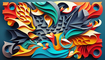 Multicolor paper geometric background. Origami illustration. Generative AI