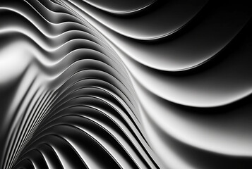 Decorated metallic smooth volumetric wavy background. Generative AI	
