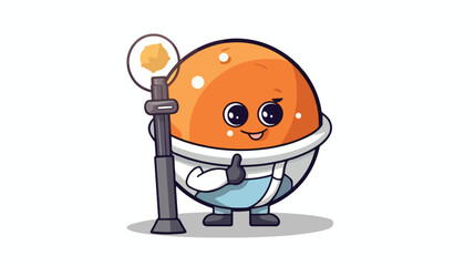 Ping pong astronomer mascot with a modern telescope - obrazy, fototapety, plakaty