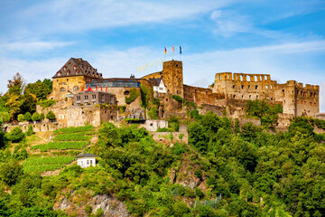 Castle Rheinfels, St. Goar, Rhine-Palatinate, Germany, Europe. - obrazy, fototapety, plakaty