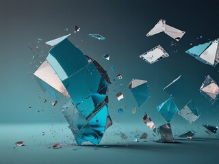 Shattered Glass Pieces Photo Effect Mockup