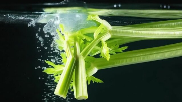  Celery falling on water against