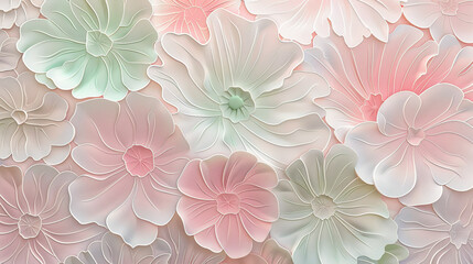 The luxury of pink and green flowers on a pink background. AI.