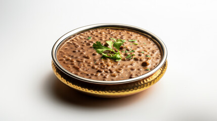 Front Top View of Delectable Dal Makhni in Antique Brass Plate