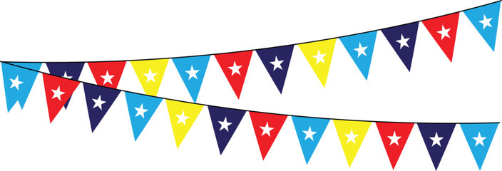 Obraz premium Party flag garland isolated on white background. Vector Illustration