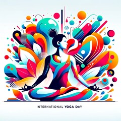 International Yoga Day illustration on white background
